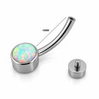 Titanium Belly Piercing with White Opal