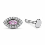 Pink Evil Eye Titanium Flat Back Stud