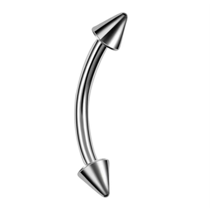 Natural Titanium 16G (1.2MM) Internally Threaded Spike Rook Eyebrow Piercing