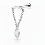 18K White Gold Marquise Diamond Hidden Helix Piercing