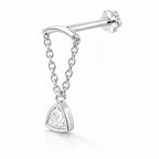 18K White Gold Trillion Moissanite Hidden Helix Piercing