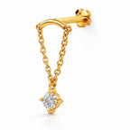 18K Yellow Gold Hidden Helix Chain Stud with Natural Diamond