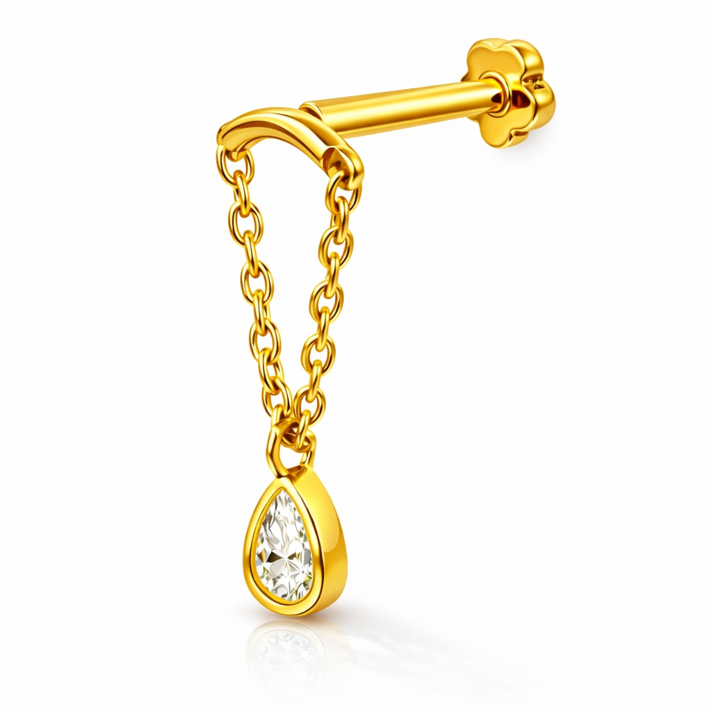 18K Yellow Gold Hidden Helix Pear-Shaped Lab Diamond