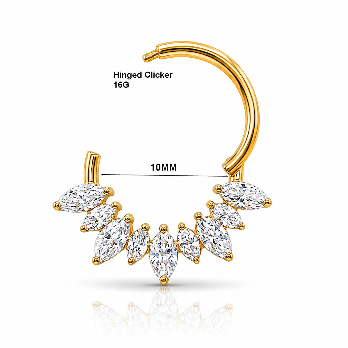 18K Gold Marquise Lab Diamond Daith & Septum Clicker