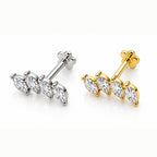 18K Gold Four Marquise Lab-Grown Diamond Curved Piercing Stud