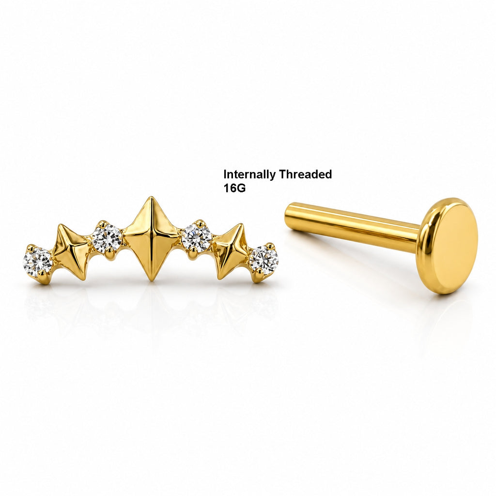Titanium Geometric CZ Flat Back Stud