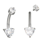 ASTM F136 Titanium 14G (1.6MM) Internally Threaded Triangle Belly Button Piercing 10MM