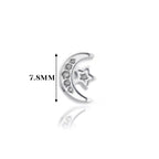 Natural Titanium 16G (1.2MM) Internally Threaded Moon with Star Labret Stud