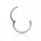 18K White Gold Diamond Hinged Clicker – For Daith &amp; Septum Piercings
