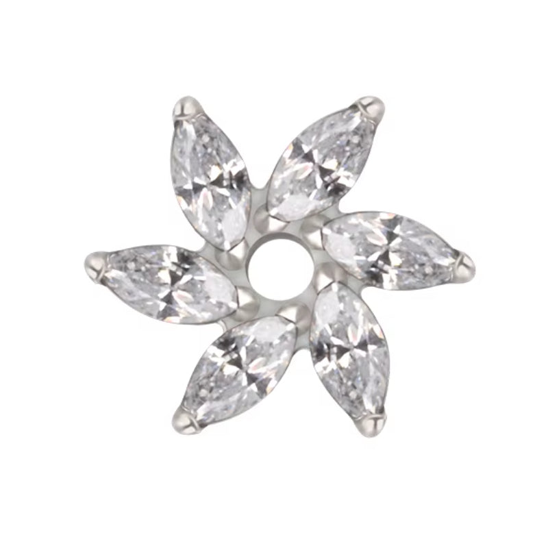Titanium 16G (1.2mm) Internally Threaded Elegant Rose Stud