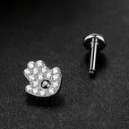 LAB_Hand_01 ASTM F136 Titanium 16G (1.2MM) Internally Threaded Hamsa Fatima Hand Labret Stud