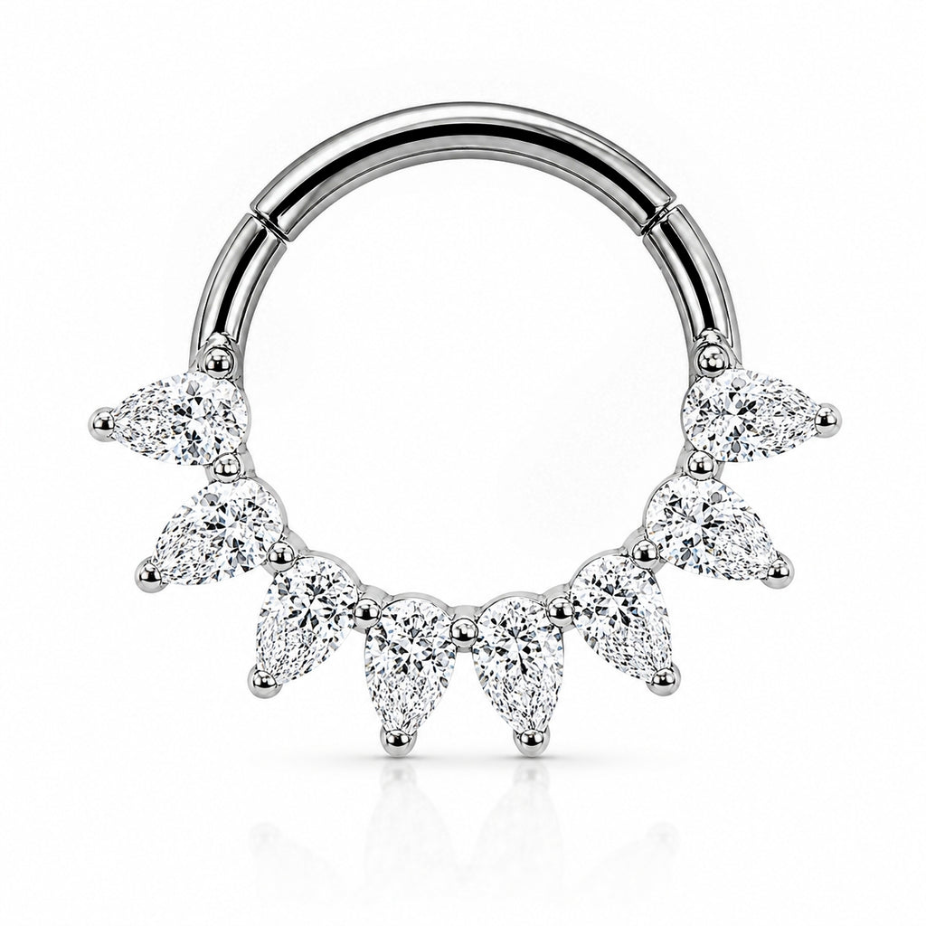 Titanium Hinged CZ Hoop– 10MM