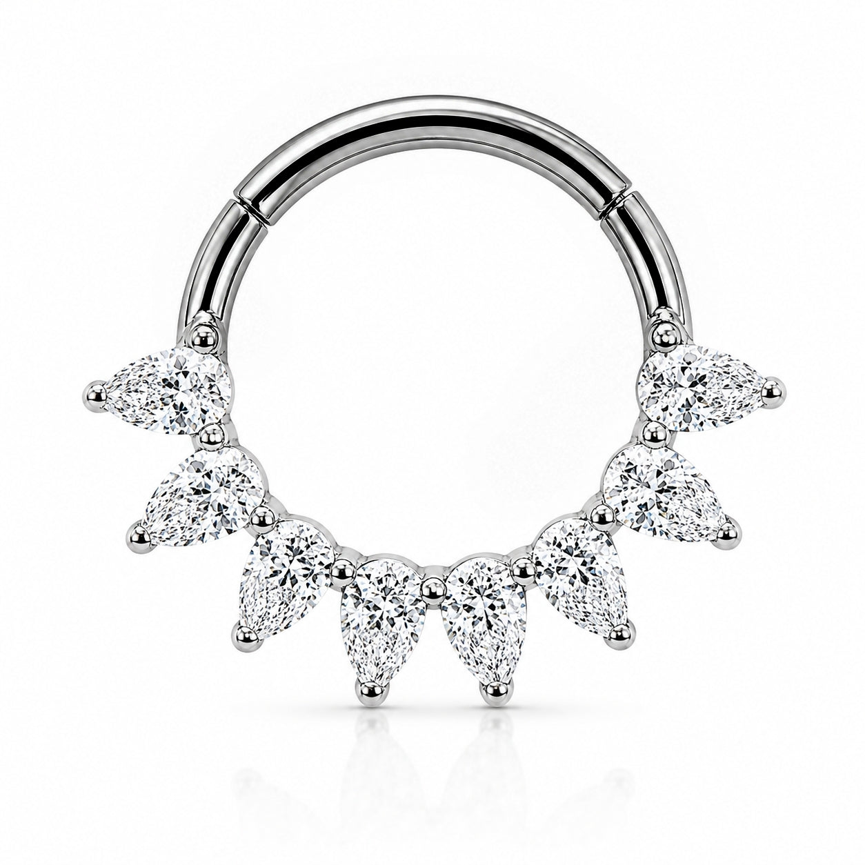 Titanium Hinged CZ Hoop– 10MM