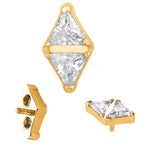 Titanium 16G (1.2MM) Internally Threaded Diamond Crystal Piercing Stud