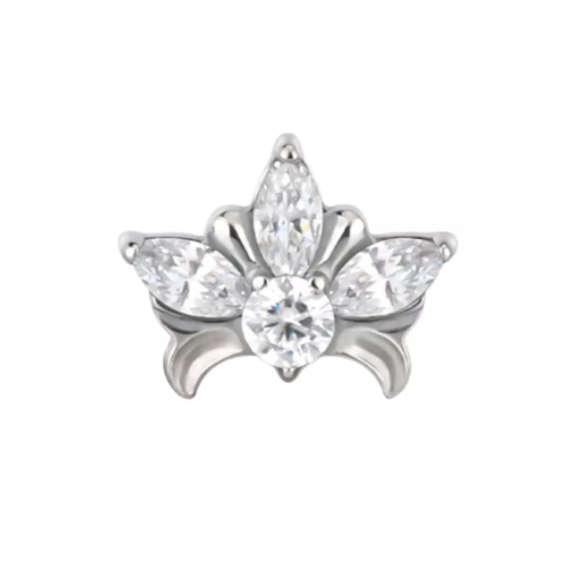 Titanium Internally Threaded Crystal Petal Labret Stud