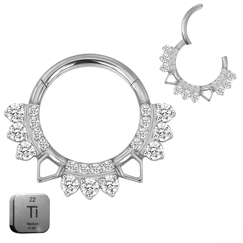 Titanium Crystal Daith &amp; Septum Piercing Hoop 16G 8MM