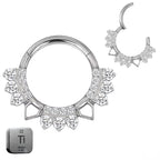 Titanium Crystal Daith &amp; Septum Piercing Hoop 16G 8MM