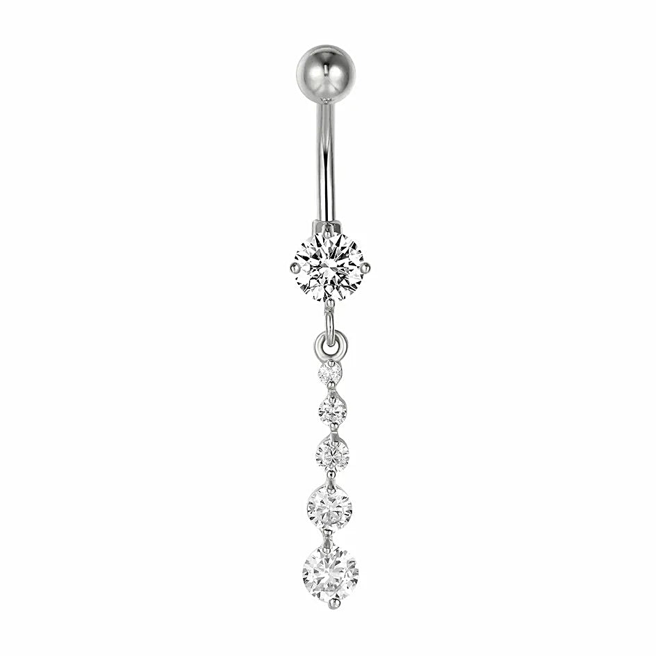 Titanium 14G (1.6MM) Externally Threaded Dangling Stones Belly Button Piercing 10MM