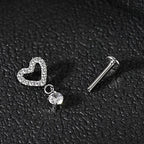 Lab_Dangling_03 ASTM F136 Titanium 16G (1.2mm) Internally Threaded Dangling Heart Piercing Jewelry