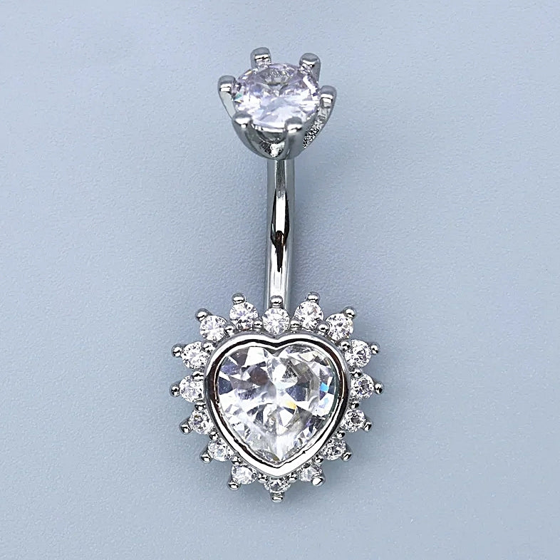 ASTM F136 Titanium 14G (1.6MM) Externally Threaded Heart Shape Belly Button Piercing 12MM