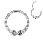 Natural Titanium Snake with Crystal Daith &amp; Septum Piercing Hoop 16G 10MM