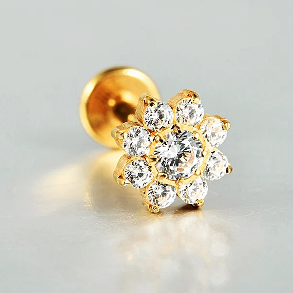 39-8 ASTM F136 Titanium 16G (1.2MM) Internally Threaded Flower Piercing Stud