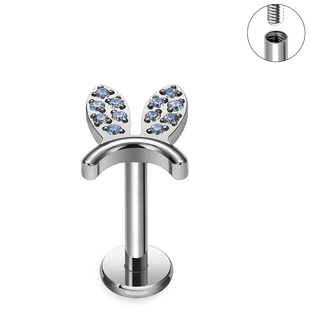 LAB_Bunny_01 ASTM F136 Titanium 16G Internally Threaded Labret Stud