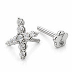 18K Gold Moissanite Cross Piercing Stud