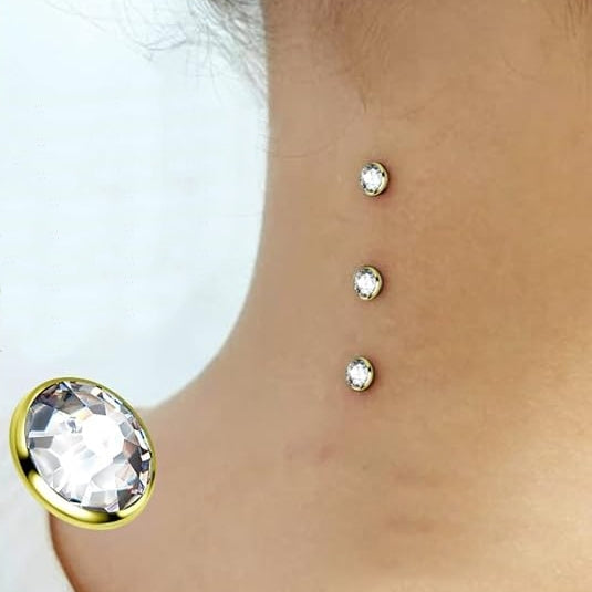 ASTM F136 Titanium Golden Swarovski Crystal Microdermal Dermal Replacement Top Only