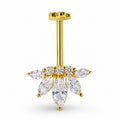 18K Gold Marquise Lotus Fan Vertical Helix (Bugadi) Stud