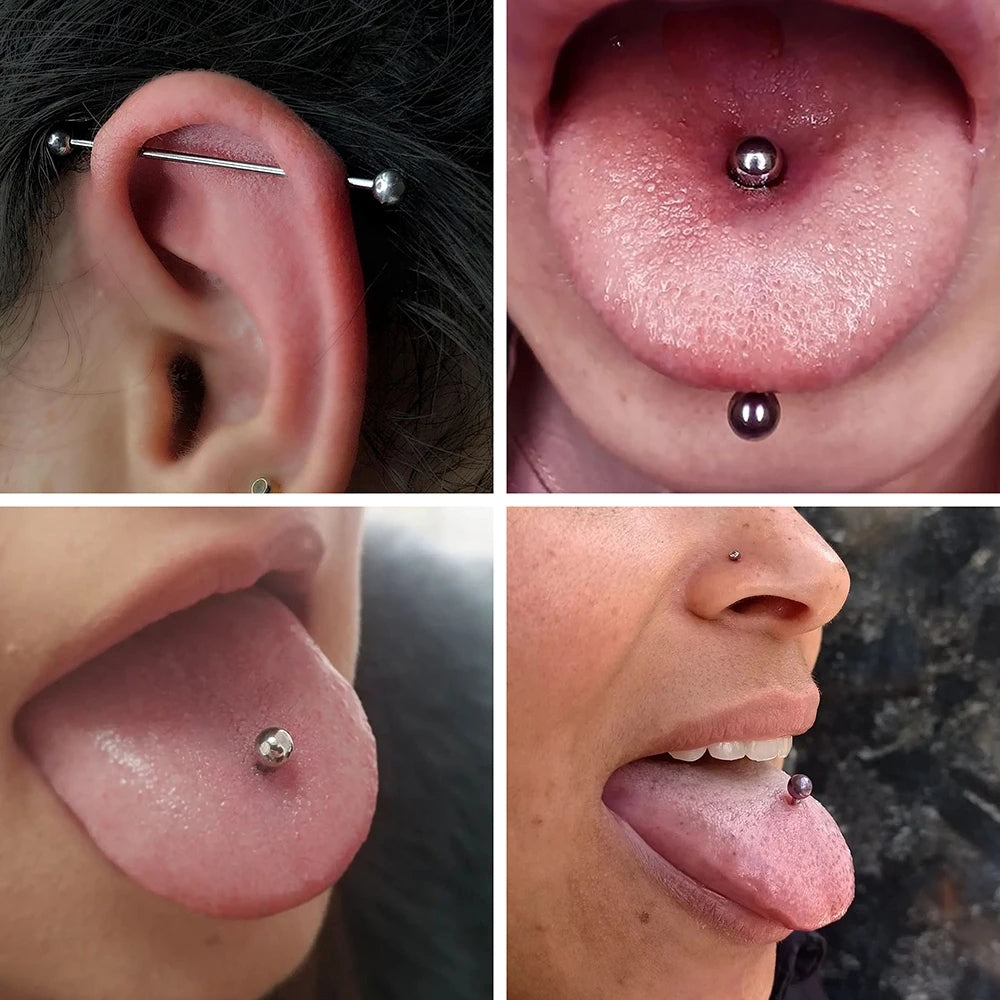 Titanium Industrial Tongue Barbell Piercing Jewelry