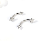 Natural Titanium 16G (1.2MM) Internally Threaded Spike with Star Rook Eyebrow Piercing