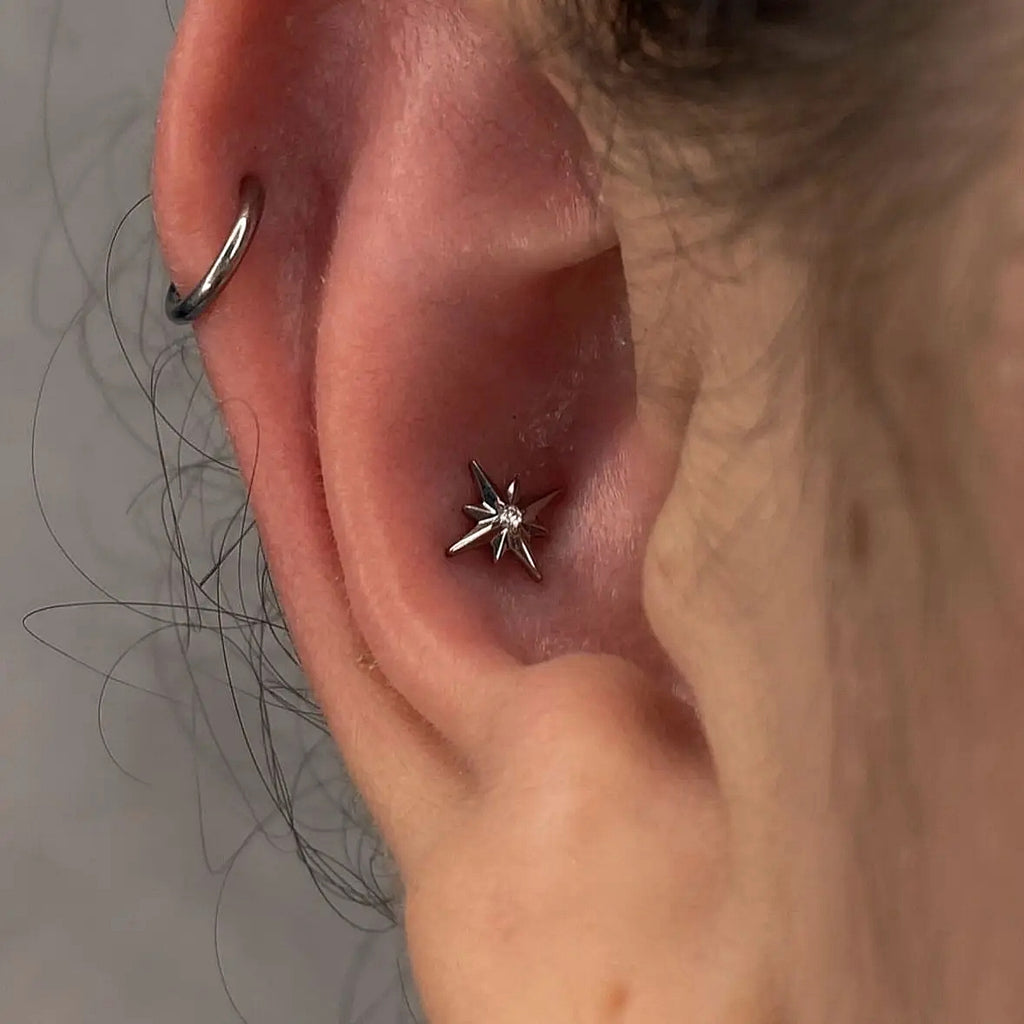 LAB_Star_01 ASTM F136 Titanium 16G (1.2MM) Internally Threaded Star Piercing Stud