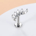 ASTM F136 Titanium 16G (1.2MM) Internally Threaded Curved 5CZ Piercing Stud