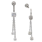 Premium Titanium Hanging Crystals with Chain Belly Ring | 14G (1.6MM) | 10MM Bar