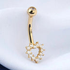 14K Solid Gold Heart Belly Button Ring