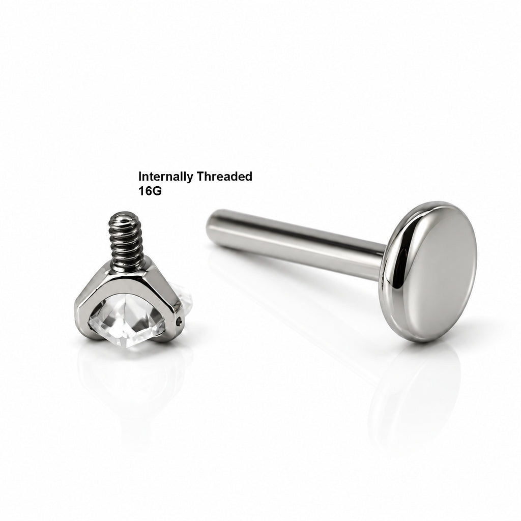 Titanium Heart CZ Flat Back Stud