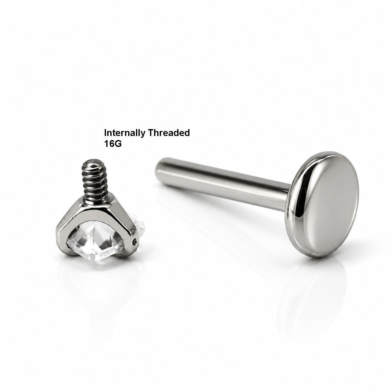 Titanium Heart CZ Flat Back Stud