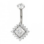 Princess-Cut Halo Belly Piercing