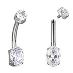 ASTM F136 Titanium 14G (1.6MM) Internally Threaded Oval Belly Button Piercing 10MM