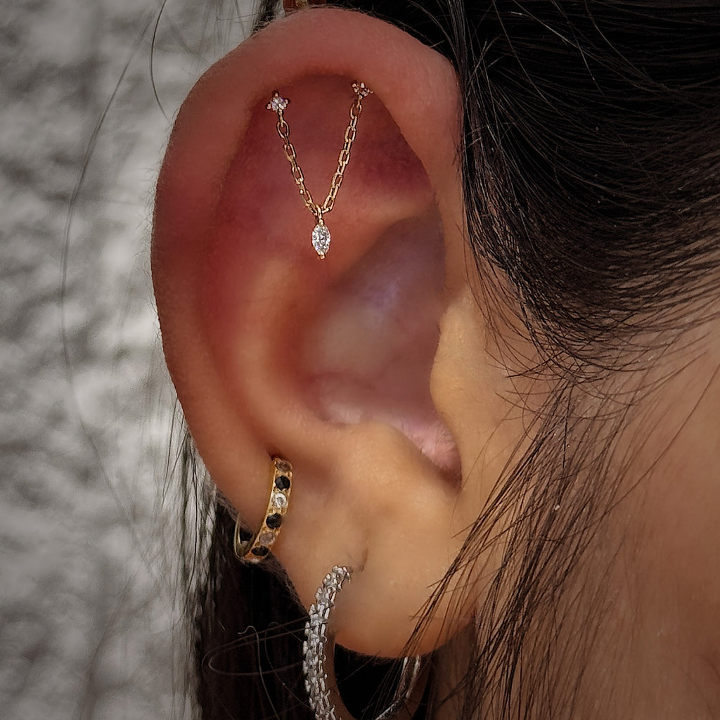 18K Yellow Gold Hidden Helix Piercing with Certified Lab-Grown Diamonds