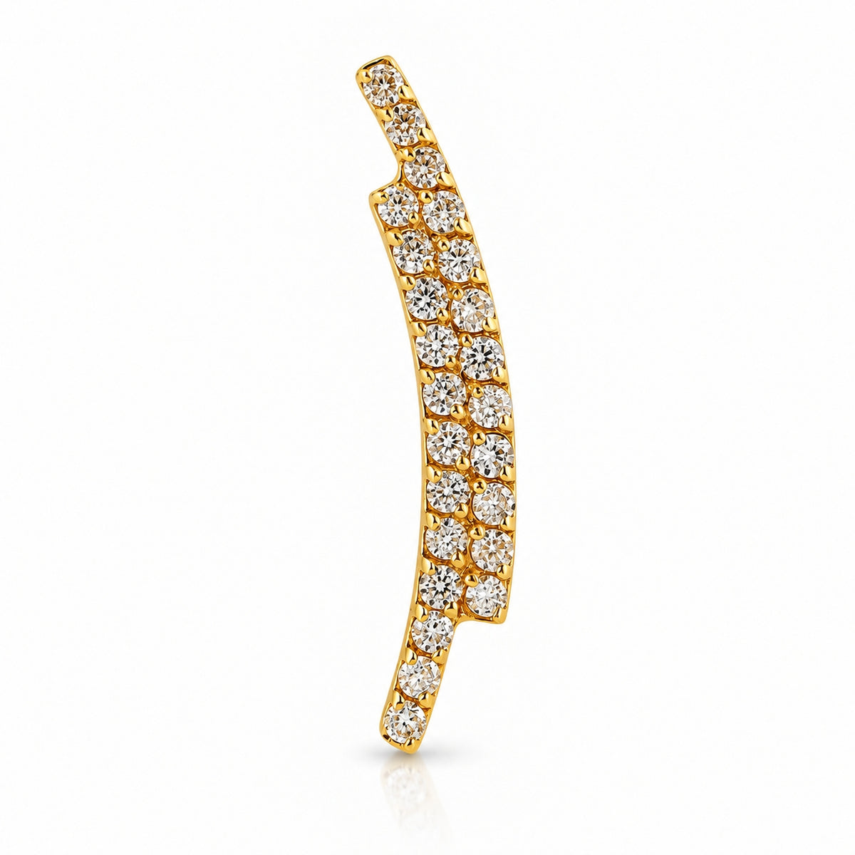 18K Gold Double-Row Moissanite Curved Bar Piercing Stud