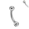 Titanium 16G (1.2MM) Internally Threaded Round CZ Rook Eyebrow Piercing