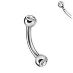 Titanium 16G (1.2MM) Internally Threaded Round CZ Rook Eyebrow Piercing