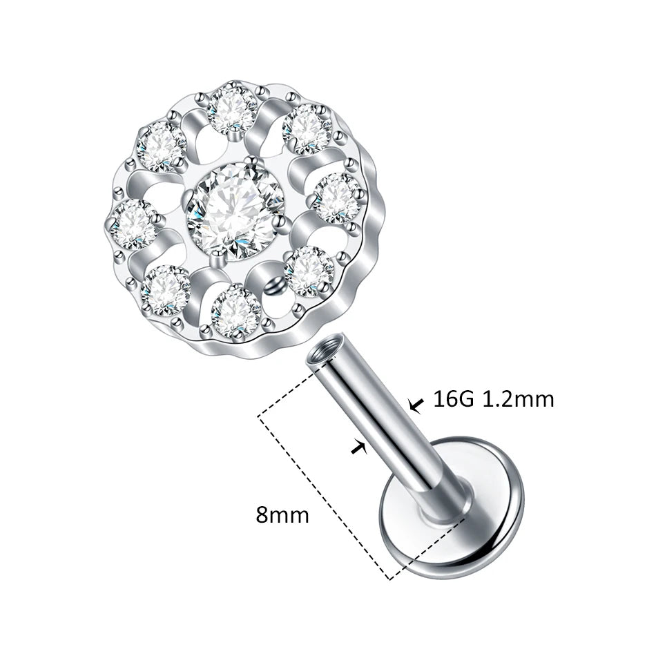 ASTM F136 Titanium 16G (1.2MM) Internally Threaded Circle Piercing Stud