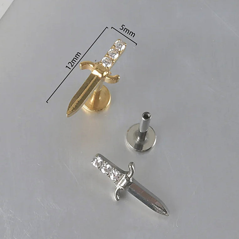 LAB_Cross_02 ASTM F136 Titanium 16G (1.2mm) Internally Threaded Dager Shape Stud
