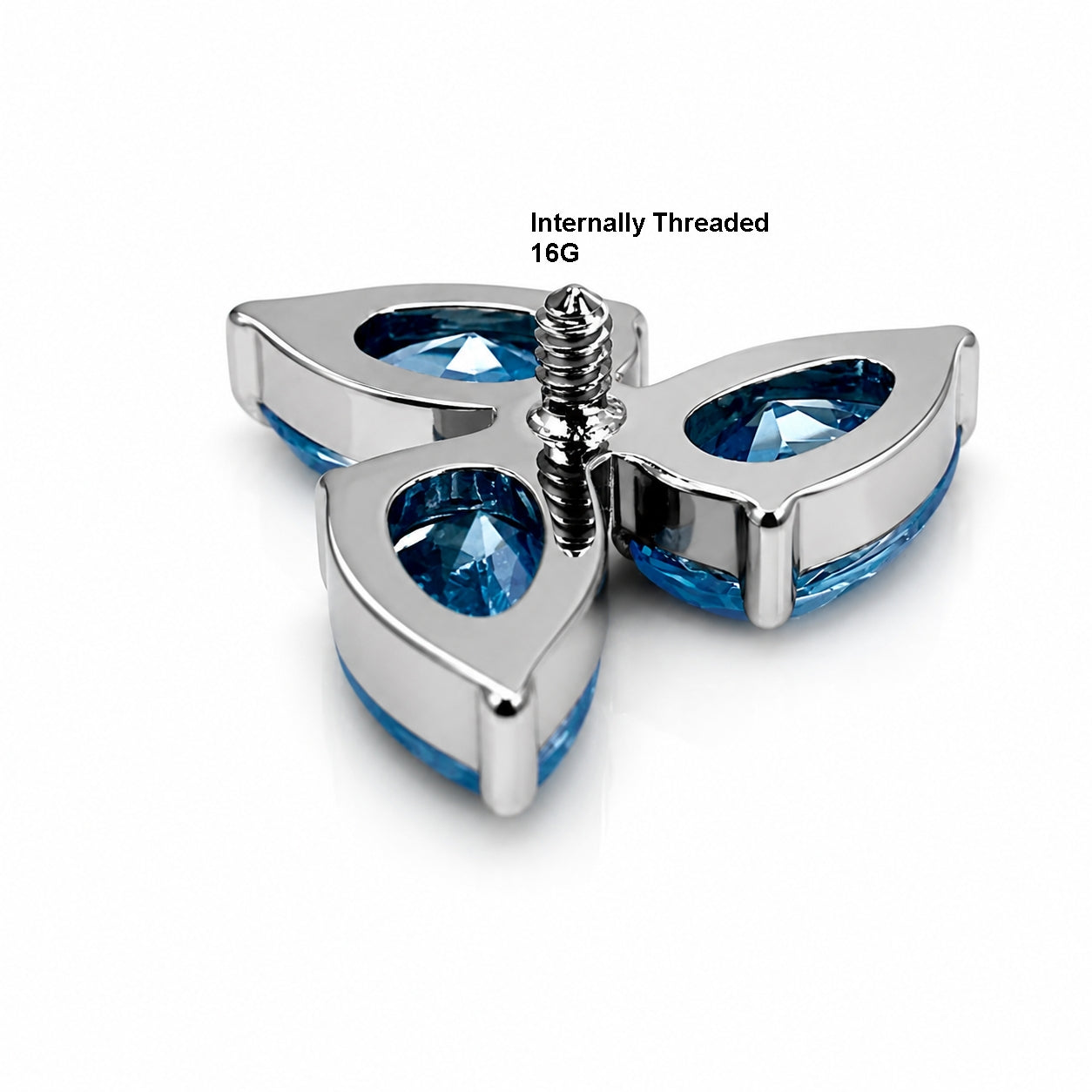 Titanium Trinity Blue Crystal Stud