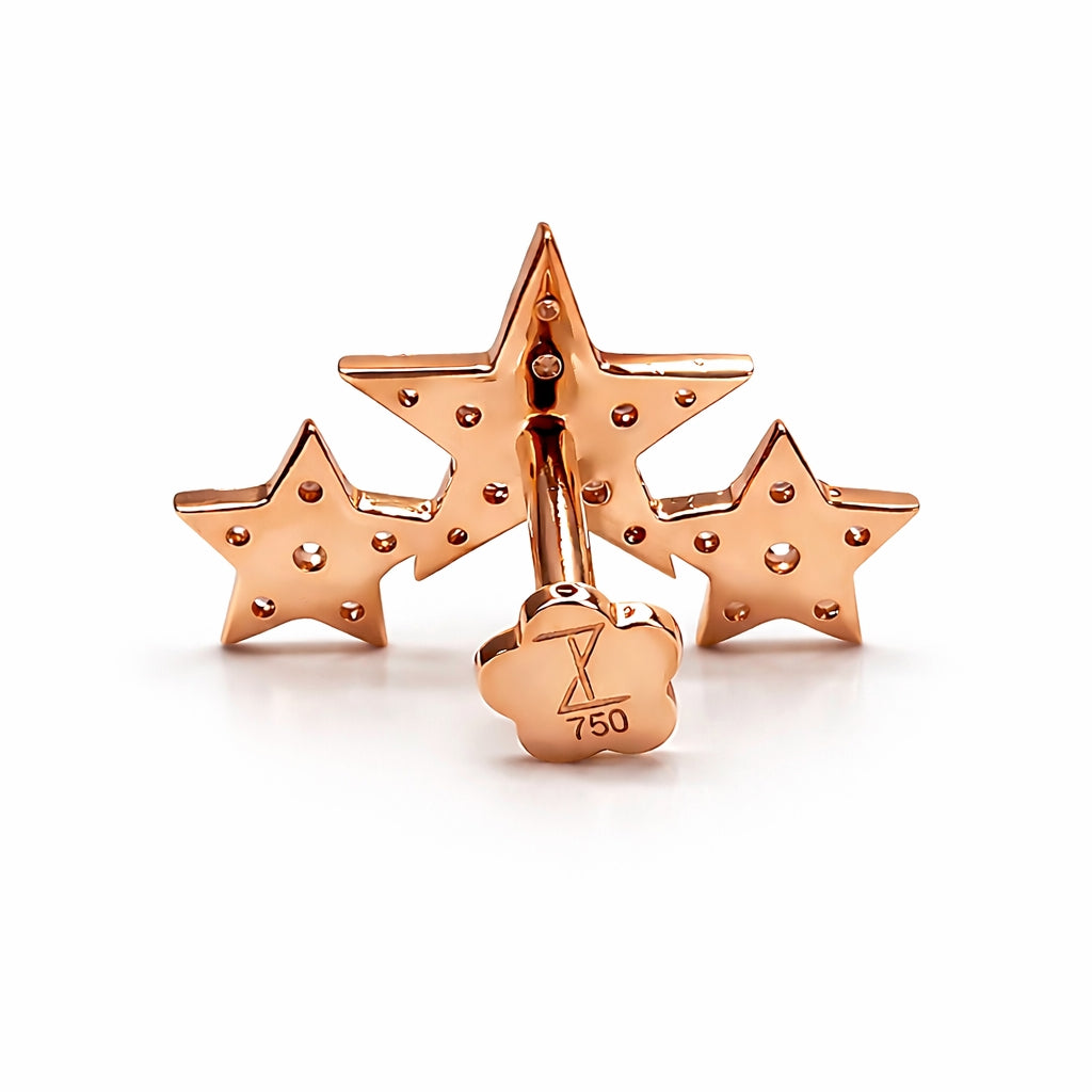 18K Rose Gold Triple Star Moissanite (Sold Per Piece)