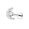 Titanium 16G Internally Threaded Labret Moon with Crystal Stud