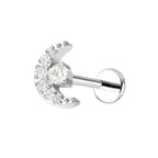 Titanium 16G Internally Threaded Labret Moon with Crystal Stud